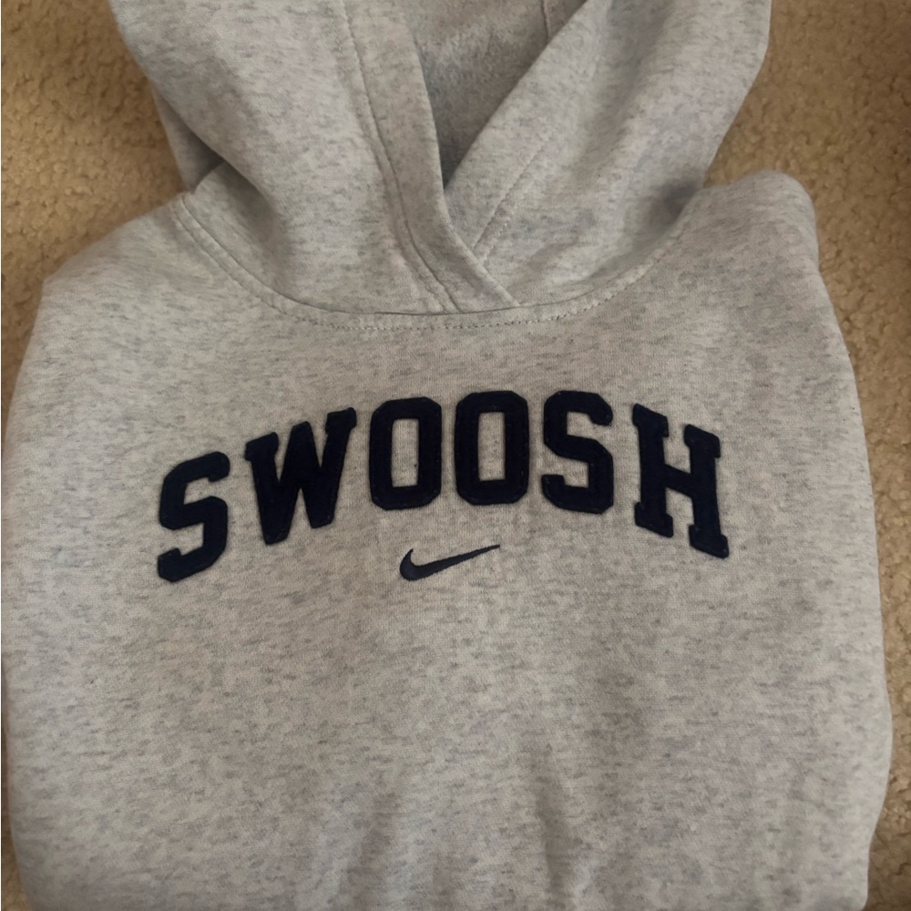 Nike Gray and Blue Swoosh Hoodie
